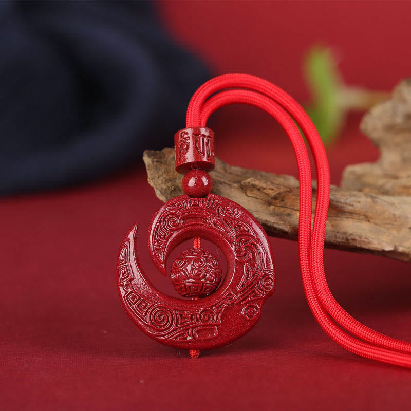 Collier pendentif en cinabre naturel Buddha Stones pour améliorer la chance