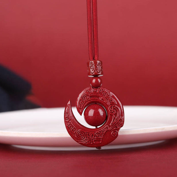 Collier pendentif en cinabre naturel Buddha Stones pour améliorer la chance