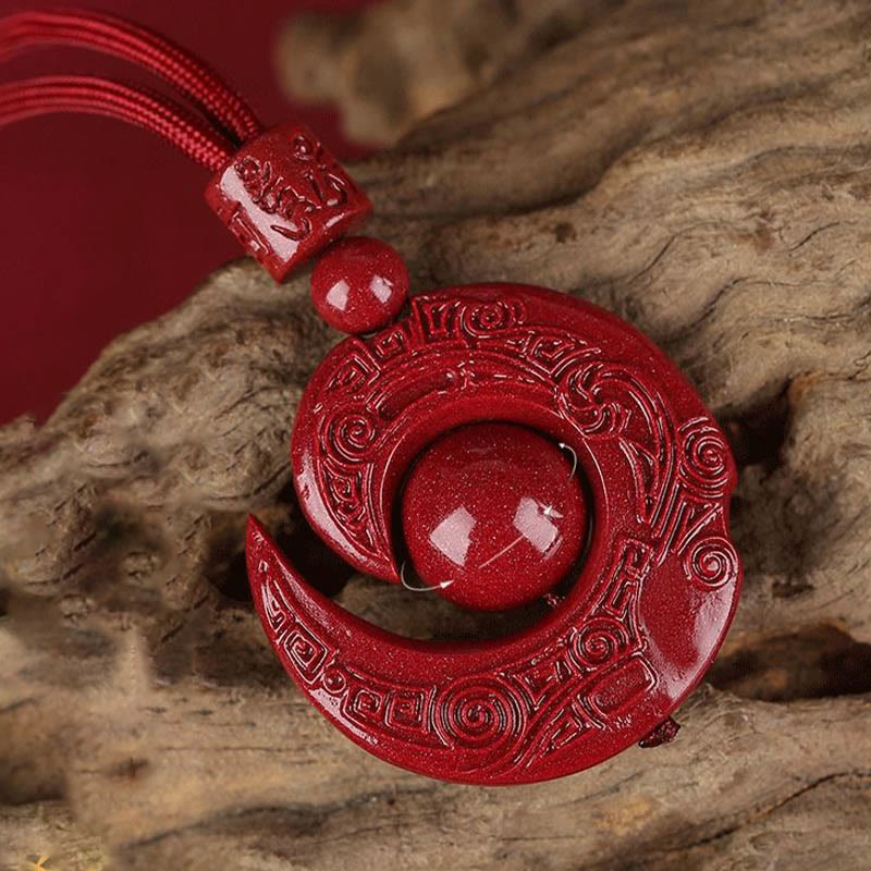 Collier pendentif en cinabre naturel Buddha Stones pour améliorer la chance