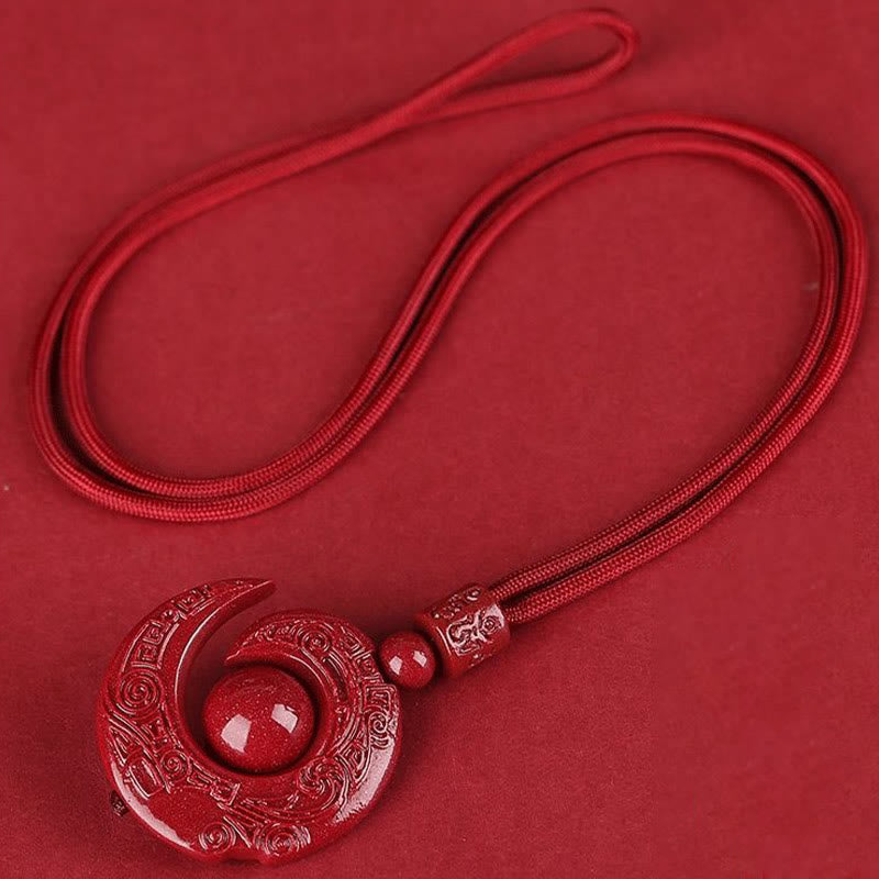 Collier pendentif en cinabre naturel Buddha Stones pour améliorer la chance