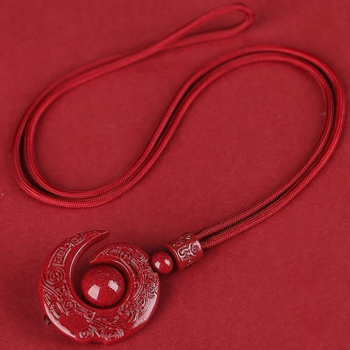 Collier pendentif en cinabre naturel Buddha Stones pour améliorer la chance