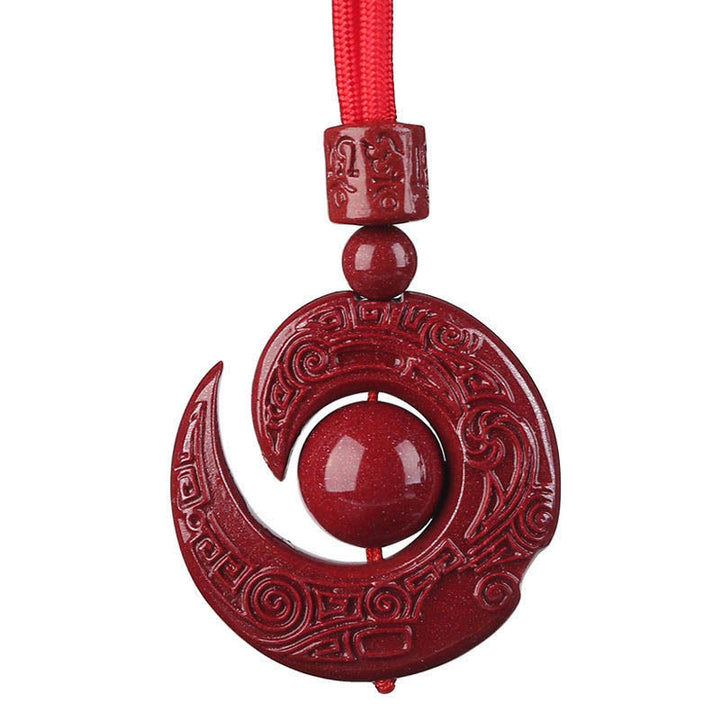 Collier pendentif en cinabre naturel Buddha Stones pour améliorer la chance
