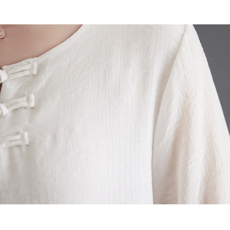 Chemise à manches longues à boutons de grenouille Buddha Stones 2 pièces Pantalon à jambe large Vêtements de méditation en coton et lin - image 10