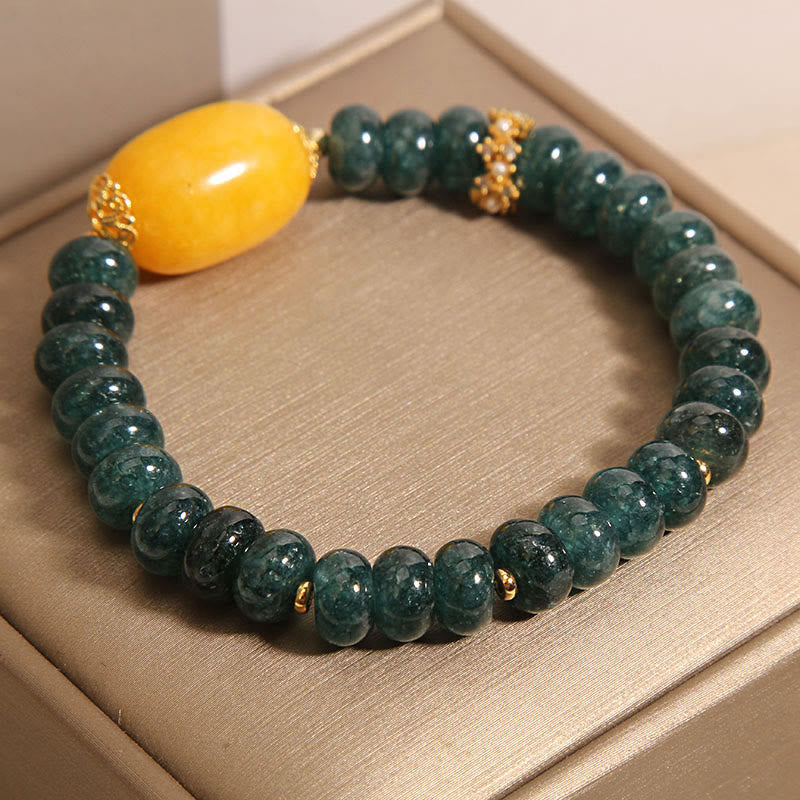 Bracelet porte-bonheur en Buddha Stones, perles de boulier en jade vert et topaze