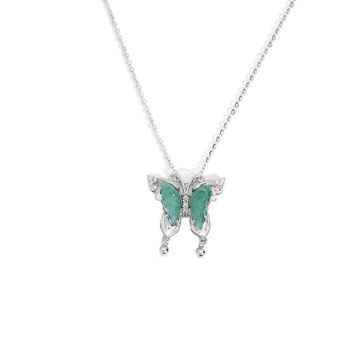 Collier pendentif porte-bonheur en argent sterling 925 avec Buddha Stones et jade vert