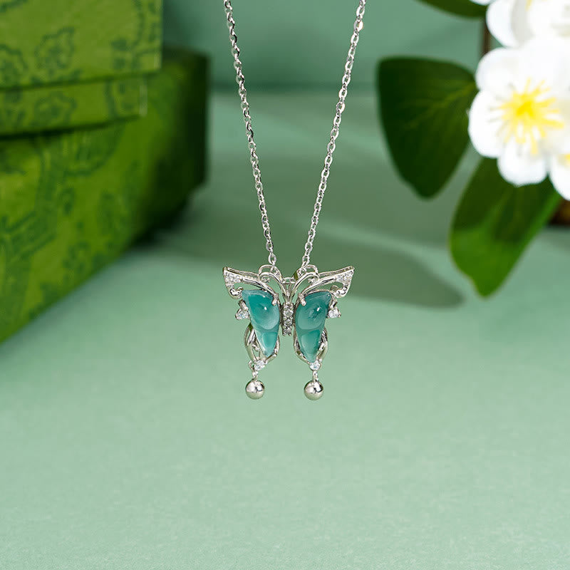 Collier pendentif porte-bonheur en argent sterling 925 avec Buddha Stones et jade vert