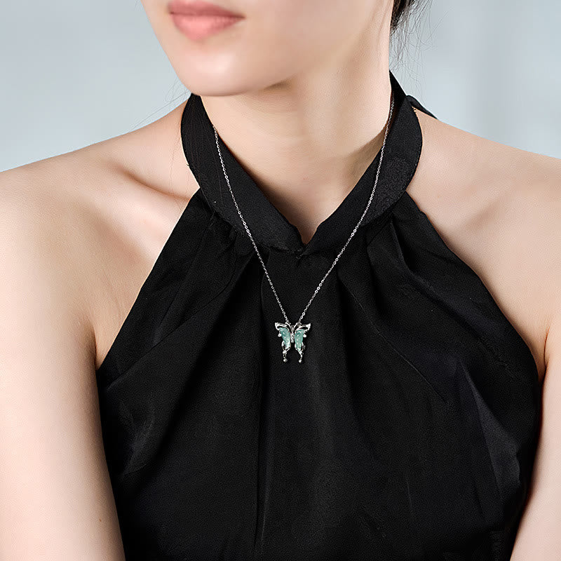 Collier pendentif porte-bonheur en argent sterling 925 avec Buddha Stones et jade vert