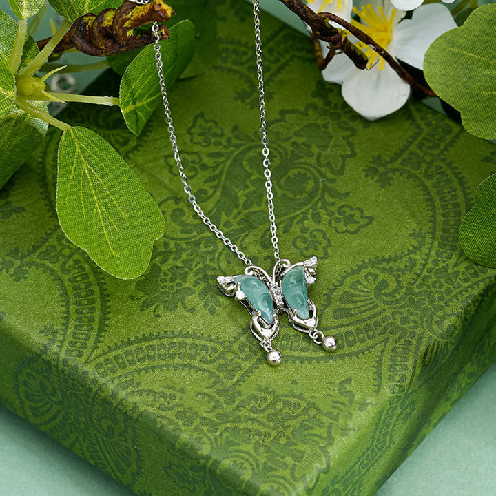 Collier pendentif porte-bonheur en argent sterling 925 avec Buddha Stones et jade vert