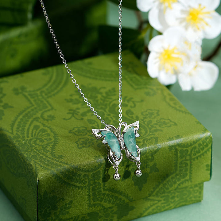 Collier pendentif porte-bonheur en argent sterling 925 avec Buddha Stones et jade vert
