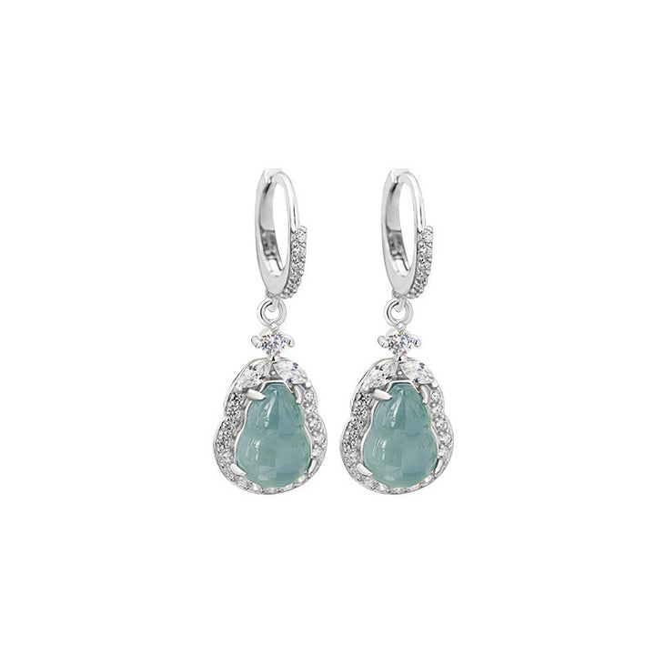 Boucles d'oreilles pendantes en argent sterling 925 avec Buddha Stones et jade vert