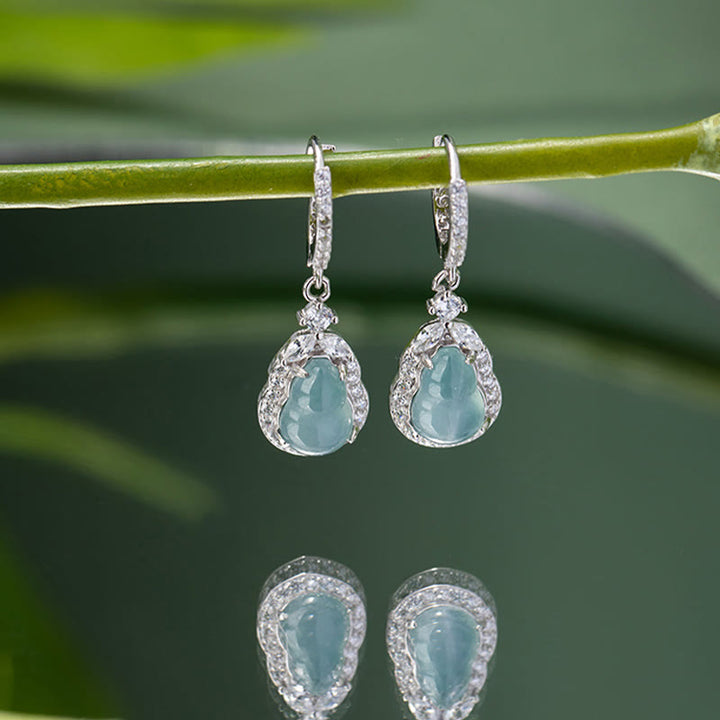 Boucles d'oreilles pendantes en argent sterling 925 avec Buddha Stones et jade vert