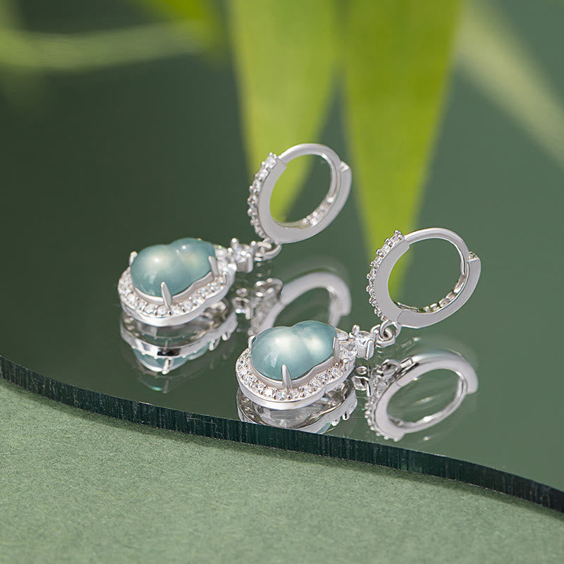 Boucles d'oreilles pendantes en argent sterling 925 avec Buddha Stones et jade vert
