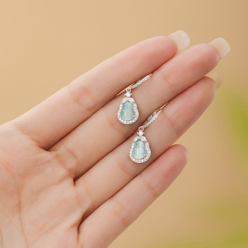 Boucles d'oreilles pendantes en argent sterling 925 avec Buddha Stones et jade vert