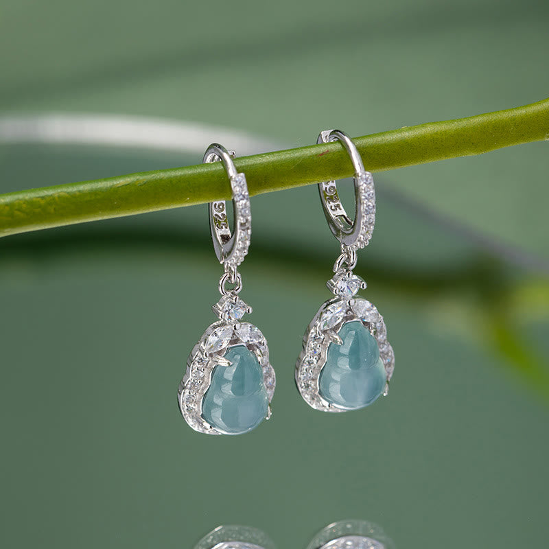 Boucles d'oreilles pendantes en argent sterling 925 avec Buddha Stones et jade vert