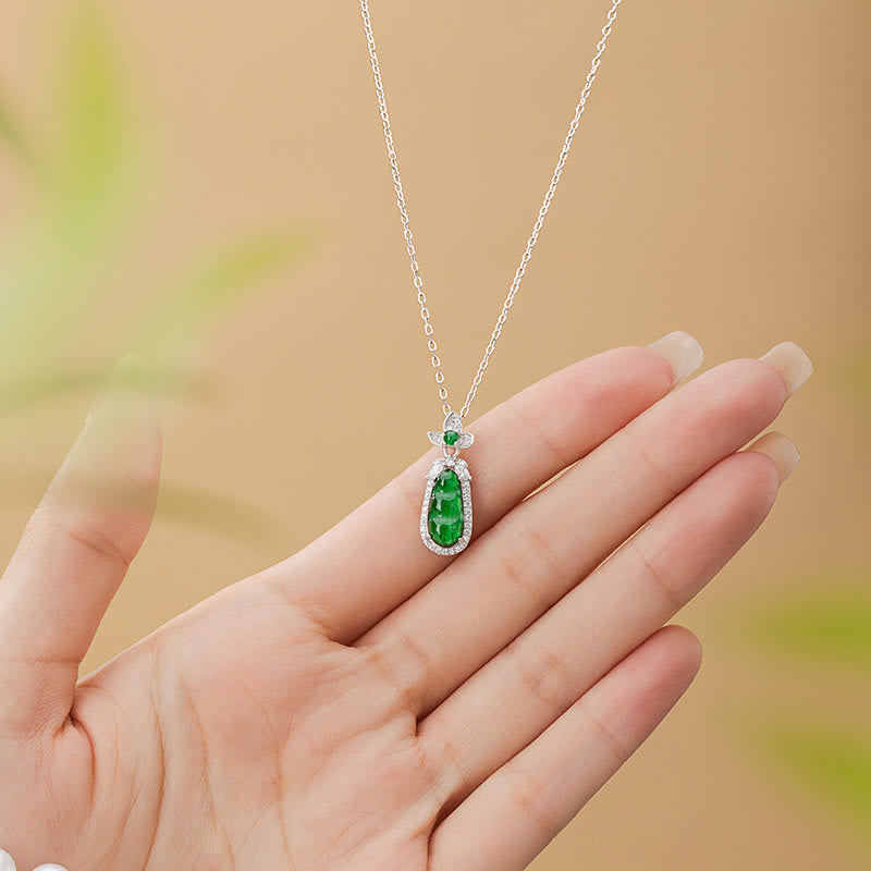 Collier pendentif porte-bonheur en argent sterling 925 avec Buddha Stones et motif pois en jade cyan