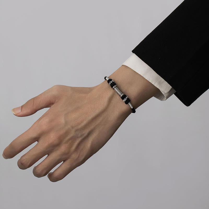 Bracelet en corde tressée en argent sterling 925 Buddha Stones Om Mani Padme Hum - image 11