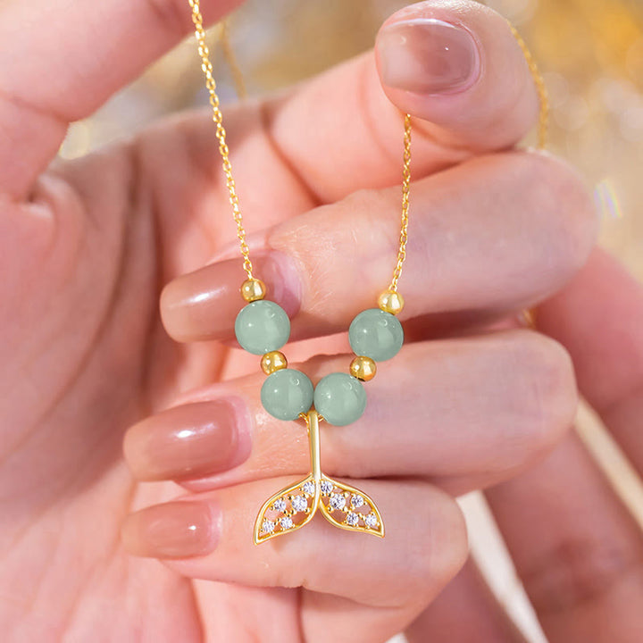 Collier pendentif porte-bonheur en forme de queue de poisson en argent sterling 925 avec perles de jade Hetian et Buddha Stones - image 8