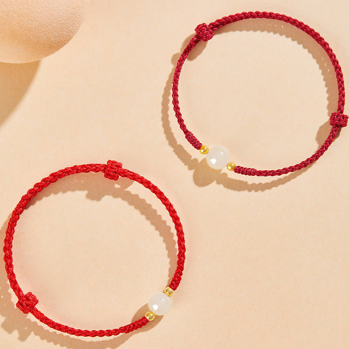 Bracelet tressé en perles rondes de jade fabriquées à la main par Buddha Stones