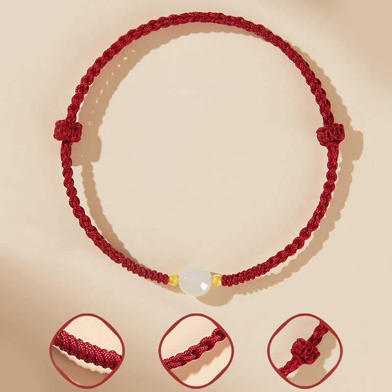 Bracelet tressé en perles rondes de jade fabriquées à la main par Buddha Stones