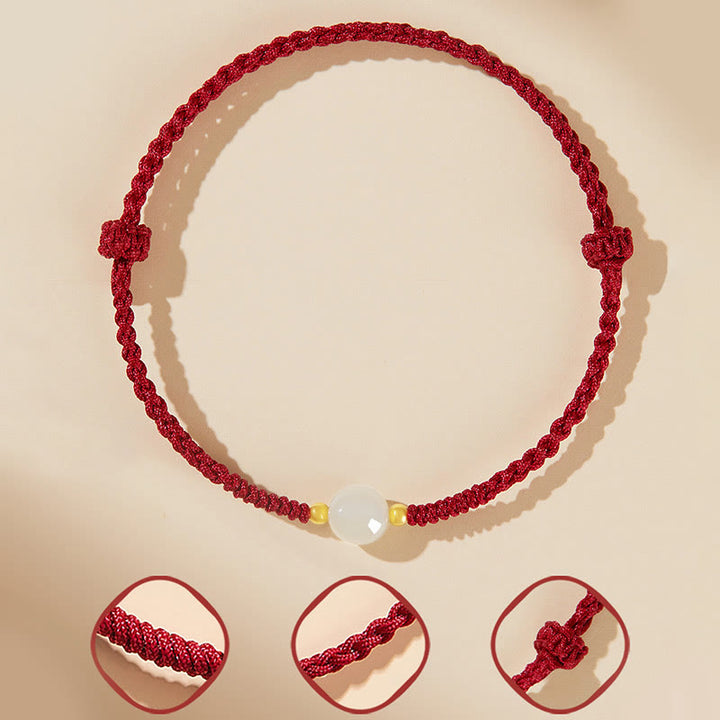 Bracelet tressé en perles rondes de jade fabriquées à la main par Buddha Stones