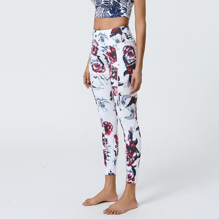 Leggings de sport taille haute avec imprimé léopard et Buddha Stones , pantalons de yoga pour femmes avec poches