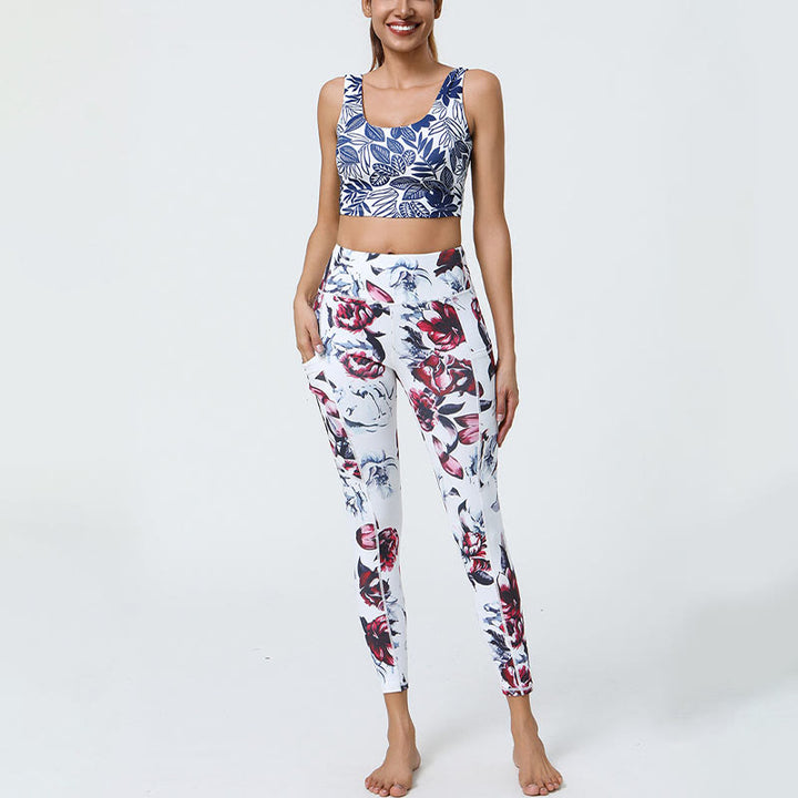 Leggings de sport taille haute avec imprimé léopard et Buddha Stones , pantalons de yoga pour femmes avec poches