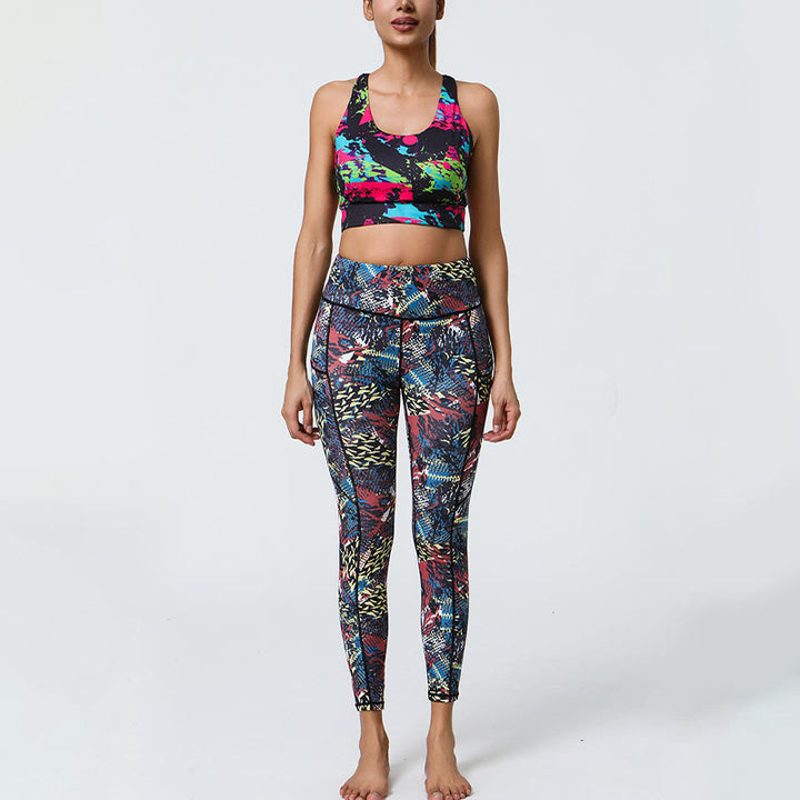 Leggings de sport taille haute avec imprimé léopard et Buddha Stones , pantalons de yoga pour femmes avec poches