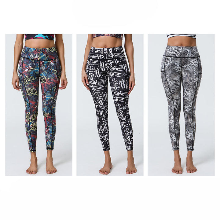 Leggings de sport taille haute avec imprimé léopard et Buddha Stones , pantalons de yoga pour femmes avec poches - image 31