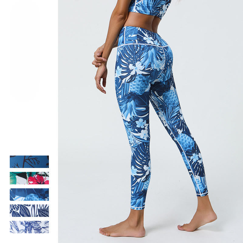 Buddha Stones Fleurs Feuilles Pissenlits Ananas Imprimé Sports Fitness Leggings Taille Haute Pantalons De Yoga Pour Femmes - image 22