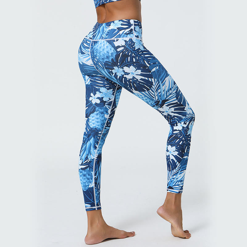 Buddha Stones Fleurs Feuilles Pissenlits Ananas Imprimé Sports Fitness Leggings Taille Haute Pantalons De Yoga Pour Femmes - image 21