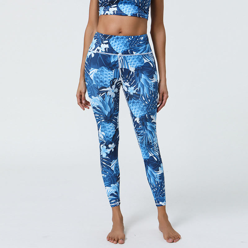 Buddha Stones Fleurs Feuilles Pissenlits Ananas Imprimé Sports Fitness Leggings Taille Haute Pantalons De Yoga Pour Femmes - image 20