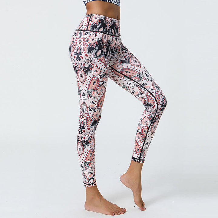 Buddha Stones Fleurs Plumes Soleil Lune Imprimé Sports Fitness Yoga Taille Haute Leggings Pantalons Femme - image 24