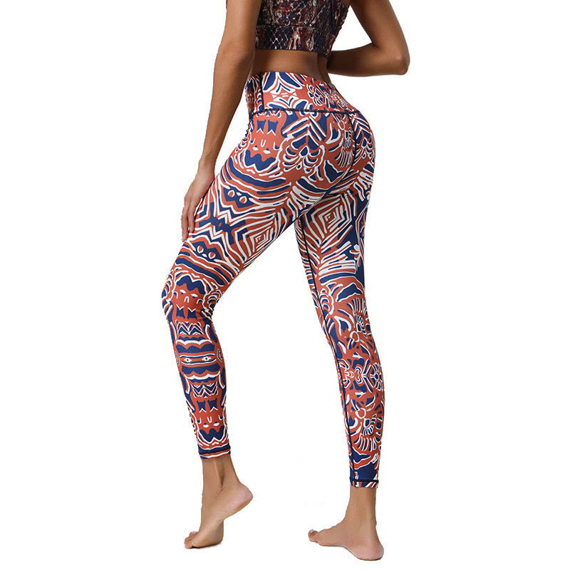 Buddha Stones Fleurs Plumes Soleil Lune Imprimé Sports Fitness Yoga Taille Haute Leggings Pantalons Femme - image 30