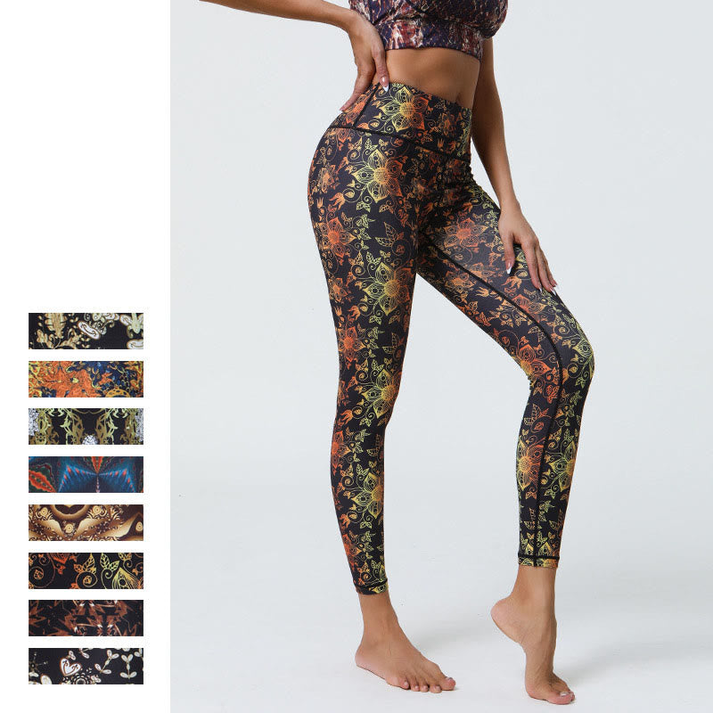 Leggings taille haute pour femme avec imprimé Buddha Stones , fleurs, mandalas géométriques, sport, fitness, yoga - image 10