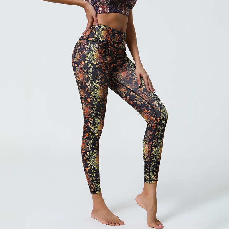 Leggings taille haute pour femme avec imprimé Buddha Stones , fleurs, mandalas géométriques, sport, fitness, yoga - image 9