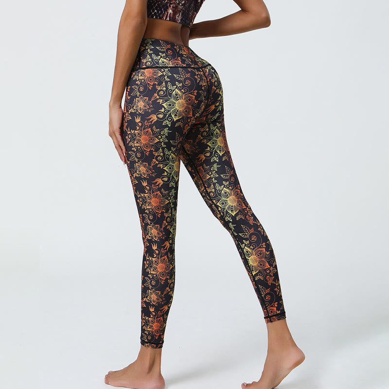 Leggings taille haute pour femme avec imprimé Buddha Stones , fleurs, mandalas géométriques, sport, fitness, yoga - image 8