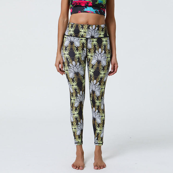 Leggings taille haute pour femme avec imprimé Buddha Stones , fleurs, mandalas géométriques, sport, fitness, yoga - Fleurs jaunes vertes blanches - US12，UK/AU16，EU44 (XL) - image 17