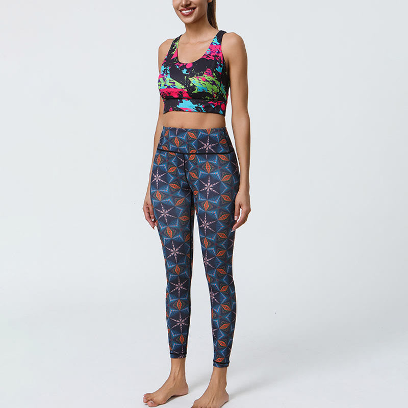 Leggings taille haute pour femme avec imprimé Buddha Stones , fleurs, mandalas géométriques, sport, fitness, yoga - image 25