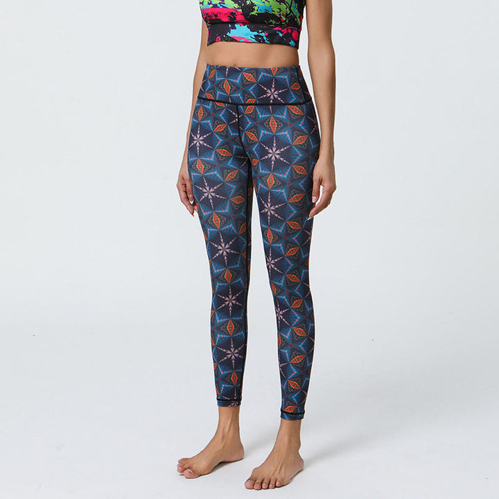 Leggings taille haute pour femme avec imprimé Buddha Stones , fleurs, mandalas géométriques, sport, fitness, yoga - Losange bleu foncé - US12，UK/AU16，EU44 (XL) - image 21