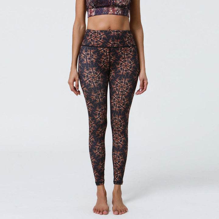 Leggings taille haute pour femme avec imprimé Buddha Stones , fleurs, mandalas géométriques, sport, fitness, yoga - Marron Bleu Foncé Géométrique - US12，UK/AU16，EU44 (XL) - image 31