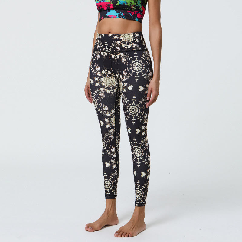Leggings taille haute pour femme avec imprimé Buddha Stones , fleurs, mandalas géométriques, sport, fitness, yoga - Mandalas noirs et blancs - US12，UK/AU16，EU44 (XL) - image 36