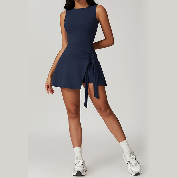 Robe de sport à lacets pour femme Buddha Stones, couleur unie, pour le sport, le tennis, le yoga