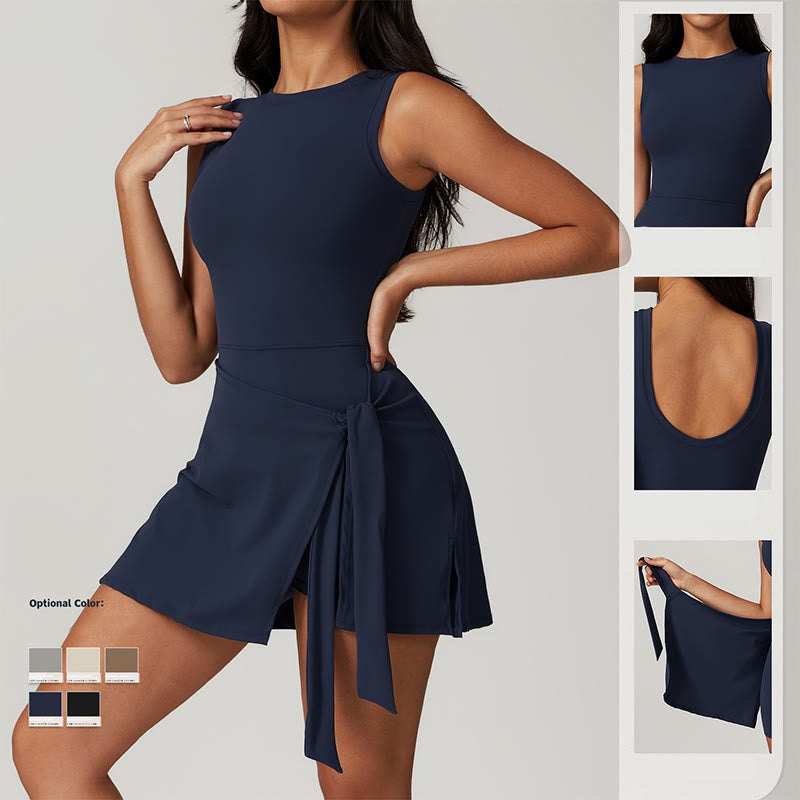Robe de sport à lacets pour femme Buddha Stones, couleur unie, pour le sport, le tennis, le yoga