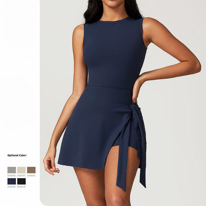 Robe de sport à lacets pour femme Buddha Stones, couleur unie, pour le sport, le tennis, le yoga