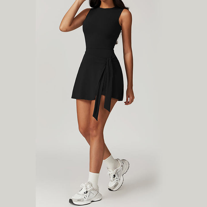 Robe de sport à lacets pour femme Buddha Stones, couleur unie, pour le sport, le tennis, le yoga