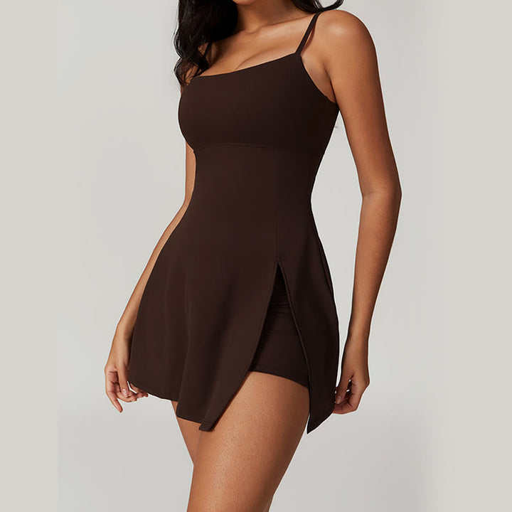 Robe de sport dos nu solide pour femme avec Buddha Stones - SaddleBrown - US8-10，UK/AU12-14，EU40-42 (XL)  - image 17