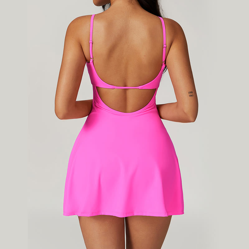 Robe de sport dos nu solide pour femme avec Buddha Stones - image 38