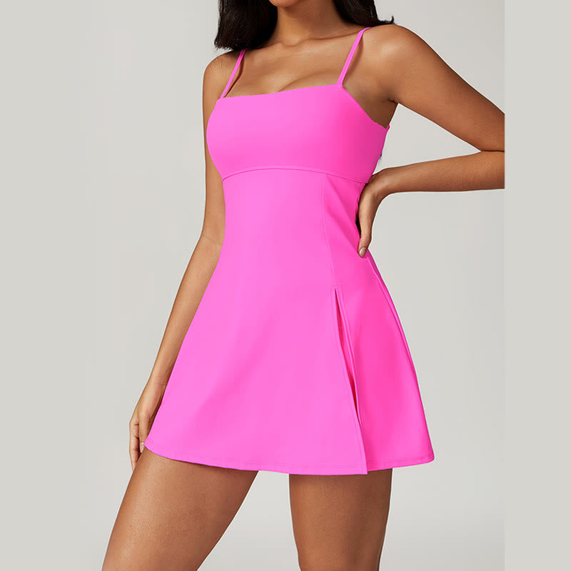 Robe de sport dos nu solide pour femme avec Buddha Stones - Rose vif - US8-10，UK/AU12-14，EU40-42 (XL)  - image 37