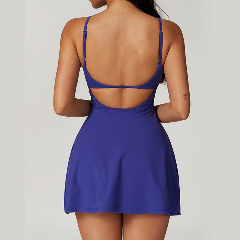 Robe de sport dos nu solide pour femme avec Buddha Stones - image 44