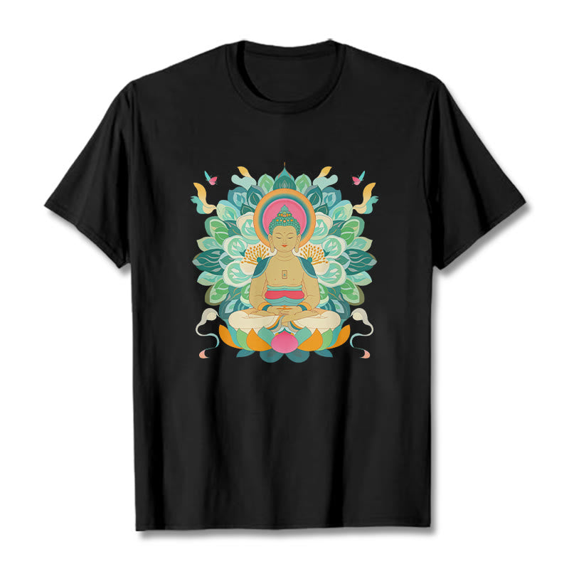 T-shirt inspiré du Buddha Stones , du papillon et du lotus - Noir - 2XL - image 3